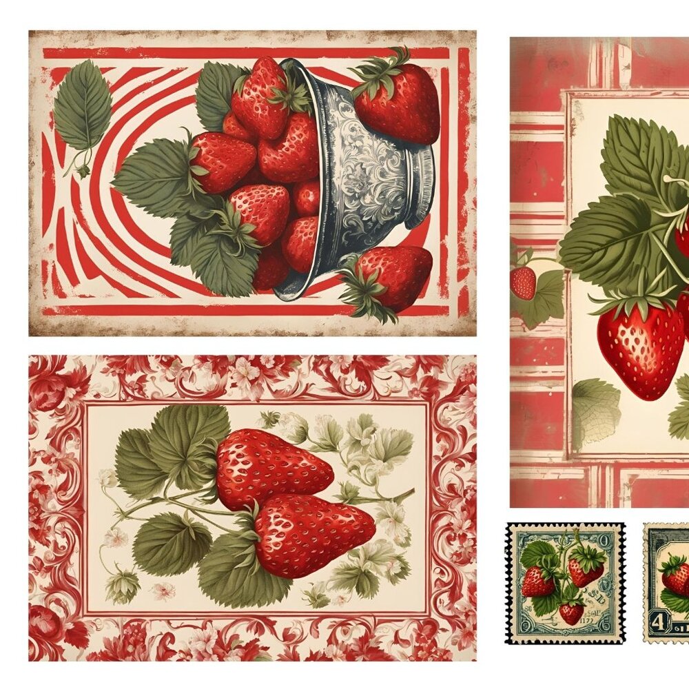 Junk journal Strawberry pages